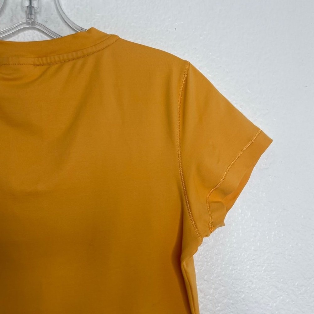 Adidas Climalite V-Neck Athletic T-Shirt Womens Medium Mustard Yellow Gold Sport - Picture 9 of 14